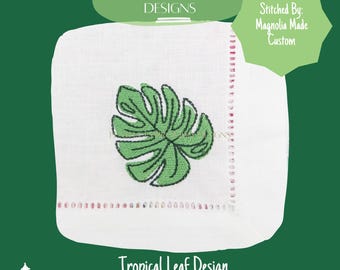 Diseño de bordado de hoja de palmera tropical para máquina de bordar (descarga digital)