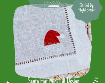 Santa Hat Machine Embroidery Design: Mini Fill Stitch Design (Digital Download)