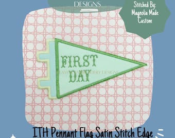 ITH Pennant Flag Machine Embroidery Design Satin Stitch Edging (Digital File)
