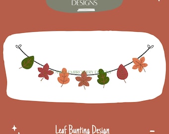 Fall Leaf Bunting Machine Embroidery Design (Digital Download)