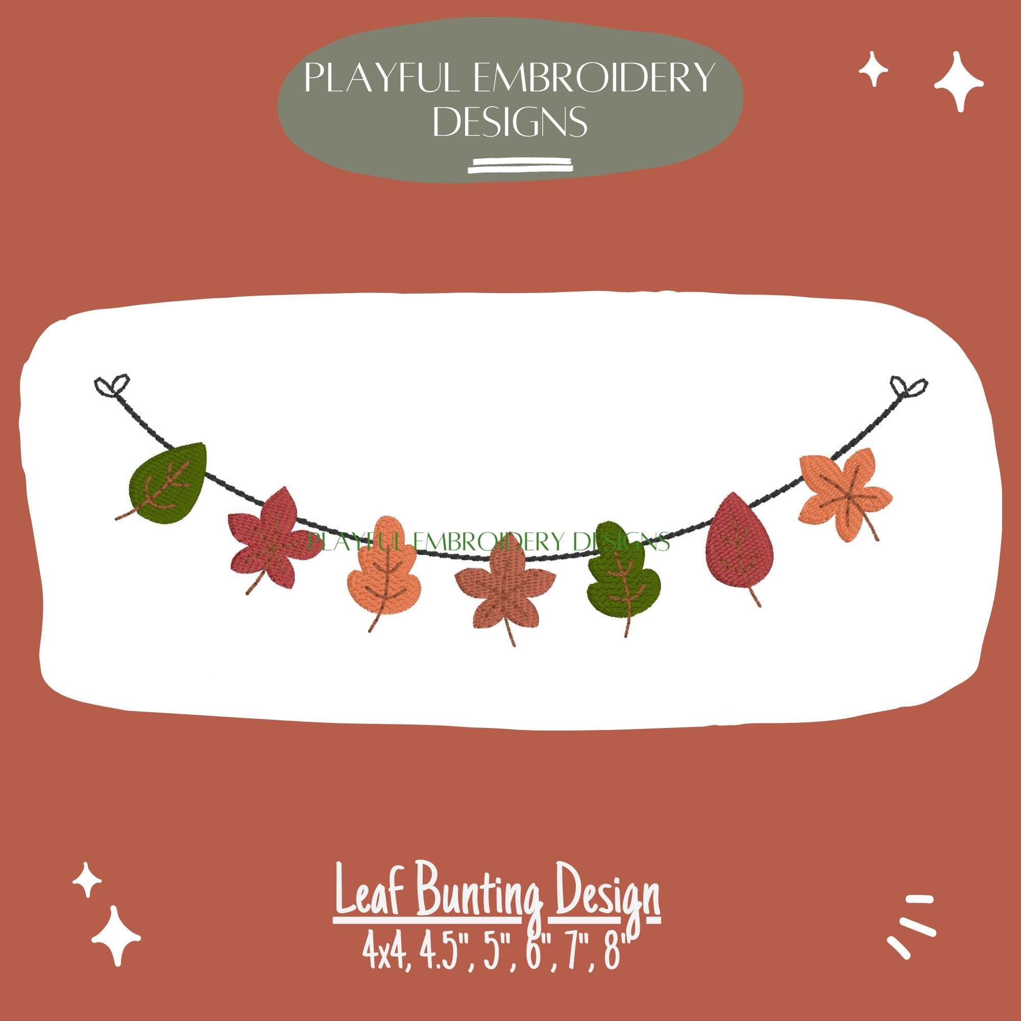 Fall Leaf Bunting Machine Embroidery Design (digital Download) - Etsy