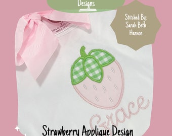 Strawberry Applique Machine Embroidery Design, Simple Strawberry Embroidery Design, Spring Strawberry Embroidery, Fruit Applique Design