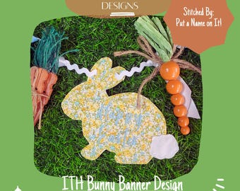 ITH Bunny Banner Machine Embroidery Design (Digital Download)