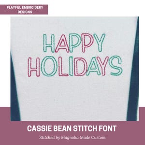 Cassie Bean Stitch Outline Font Design, Bean Stitch Machine Embroidery Font, 1&quot;, 1.5&quot;, 2&quot;, 2.5&quot;, 3&quot; font size, BX Monogram Font, Boy Font
