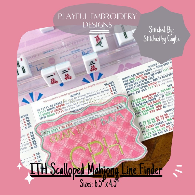 Scalloped In The Hoop Mahjong Line Finder Maskinbroderidesign, ITH Mahj Line Reader, Enkelt ITH-projekt, 5x7-båge bild 1