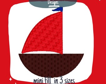 Sailboat Mini Fill Machine Embroidery Design, Boat Embroidery Design, Mini Fill Boys Embroidery Design