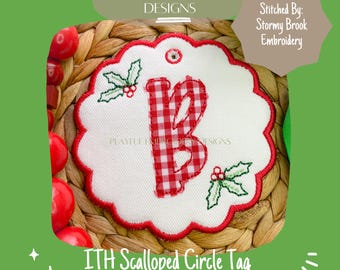ITH Scallop Circle Bag Tag Embroidery Design (Digital Download)