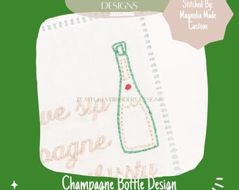 Champagne Bottle Embroidery Design, New Years (Digital File)