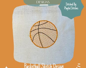 Basketball Sketch Machine Embroidery Design, Basketball Machine Embroidery Design, Sketch Basketball, Sports Design, Digital Download