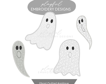 Quilted Ghost Applique Machine Embroidery Design (Digital File)