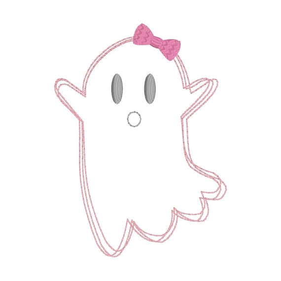 Girly Ghost Doodle Machine Embroidery Design, Quick Stitch Ghost Embroidery Design, Scribble Ghost Embroidery Design