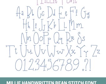Millie Bean Stitch Embroidery Font, Playful Handwriting (Digital Download)