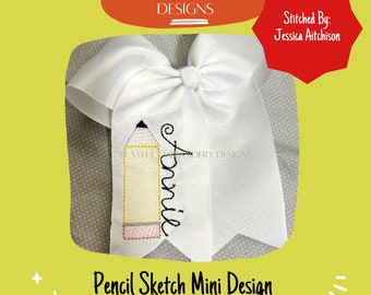 Pencil Sketch Mini Embroidery Design, Pencil Mini Machine Embroidery Design, Pencil Mini Design, Back to School Design
