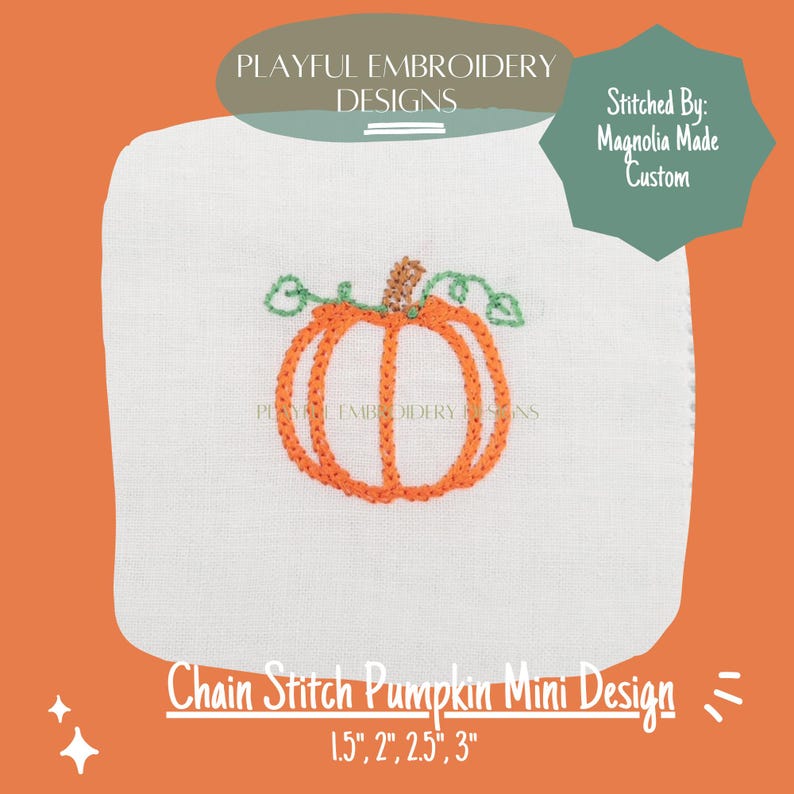 Chain Stitch Pumpkin Embroidery Design, Mini Fall Design (digital ...