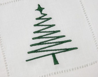 Zig Zag Satin Stitch Christmas Tree Machine Embroidery Design in multiple sizes