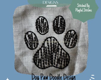 Dog Paw Doodle Machine Embroidery Design (Digital Download)