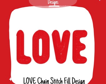 Love Chain Stitch Fill Embroidery Design, Valentine (Digital Download)