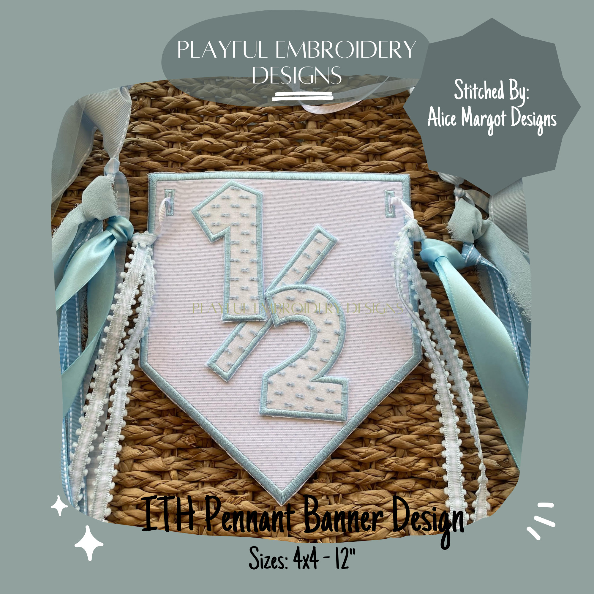 In the Hoop Pennant Banner Machine Embroidery Design, Simple ITH ...