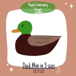 Mini Mallard Duck Machine Embroidery Design, Ducking Hunting Embroidery Design, Mini Duck Design for Embroidery