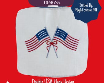 USA Flag Machine Embroidery Design (Digital Download)