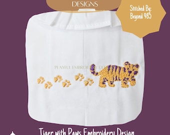 Tiger with Paw Prints Machine Embroidery Design (Digital Download)