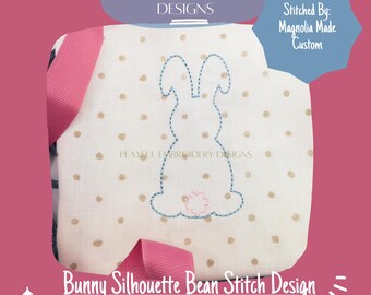 Bunny Silhouette Bean Stitch Embroidery Design (Digital Download)