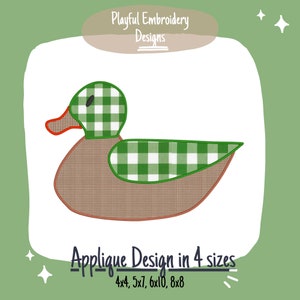Mallard Duck Applique Machine Embroidery Design, Duck Hunting Applique Design, Satin Stitch Applique Stitch, Quick Stitch