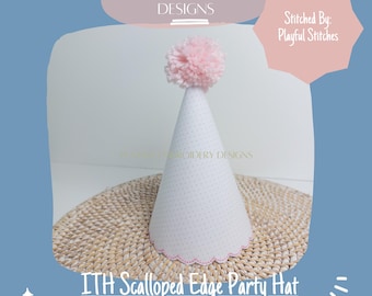 ITH Scalloped Edge Party Hat Machine Embroidery Design (Digital Download)