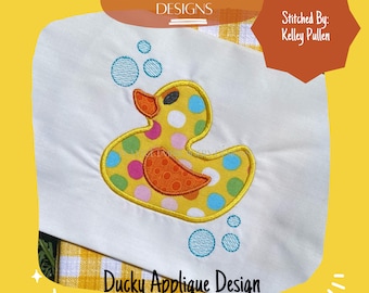 Rubber Duck Applique Machine Embroidery Design, Satin Stitch (Digital File)