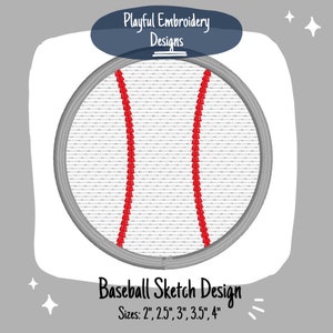 Baseball Sketch Embroidery Design, Quick Stitch Baseball Embroidery Design, Sketch Baseball Design, Sports Embroidery