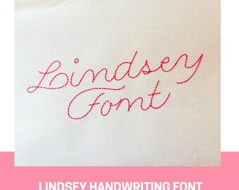 Lindsey Bean Stitch Embroidery Font, Playful Handwriting (Digital Download)