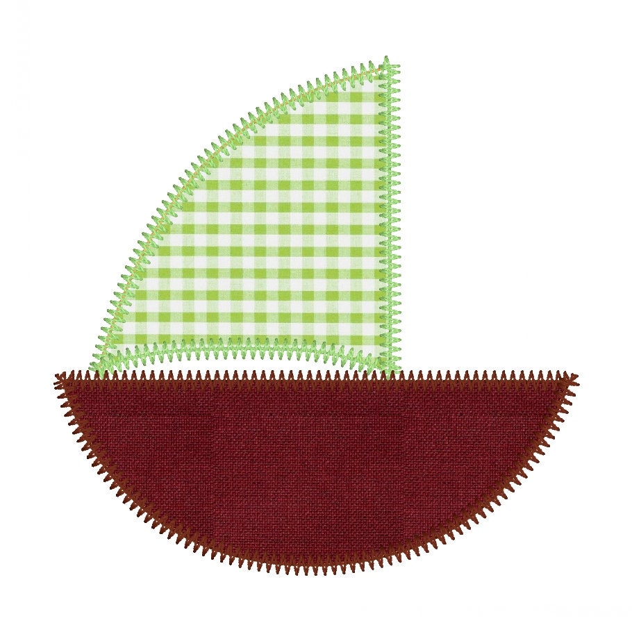 Sailboat Applique Machine Embroidery Design Zig Zag Applique Etsy