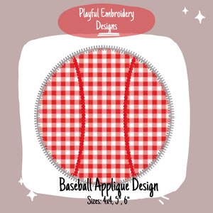 Baseball Applique Design, Baseball Zig Zag Stitch Applique Design, Quick Stitch Baseball Embroidery Design, Zig Zag Stitch Baseball Design