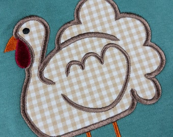 Turkey Applique Machine Embroidery Design, Satin Stitch Turkey Applique Machine Embroidery, Thanksgiving Design, Turkey Embroidery Design