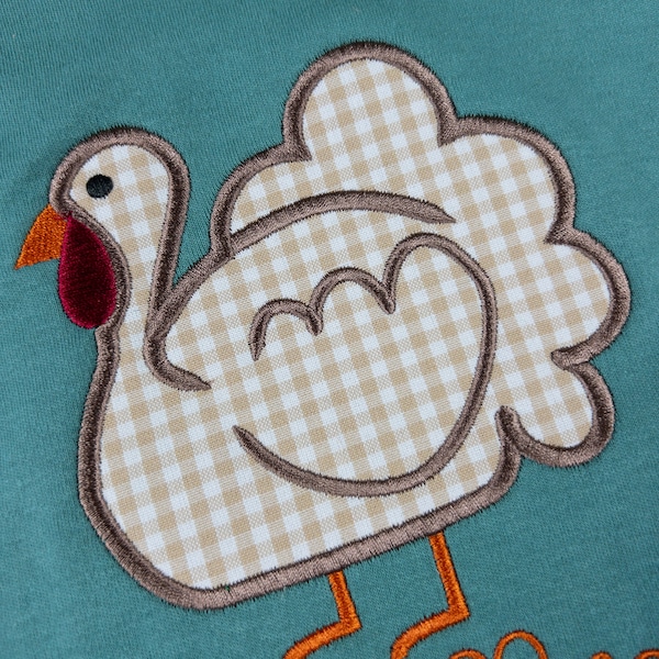 Turkey Applique Machine Embroidery Design, Satin Stitch Turkey Applique Machine Embroidery, Thanksgiving Design, Turkey Embroidery Design