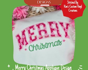 Diseño de bordado a máquina con apliques universitarios de Feliz Navidad (archivo digital)