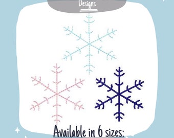 Delicate Snowflake Machine Embroidery Design, Bean Stitch, Back Stitch, Satin Stitch Embroidery Design