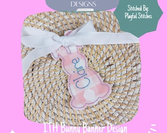 ITH Bunny Banner Machine Embroidery Design (Digital Download)