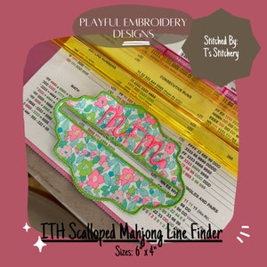 Scalloped In The Hoop Mahjong Line Finder, ITH Mahj Linienleser, Oval Mahjong Linienleser, 5x7 Stickrahmen