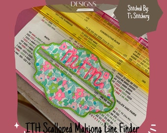 Scalloped In The Hoop Mahjong Line Finder Machine Embroidery Design, ITH Mahj Line Reader, Oval Mahjong Line Reader, 5x7 hoop