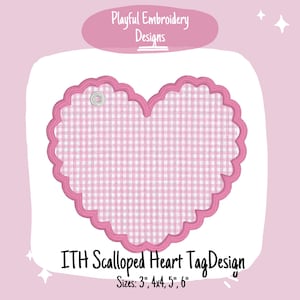 In The Hoop Bogenbackenherz Anhänger, Maschinenstickerei, Herz ITH Bag Tag Design, Satinstich Herz Anhänger, Valentinstag ITH Design