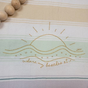 Beach, Waves, and Sun Scene Machine Embroidery Design, Beach Embroidery Design, Summer Embroidery Design