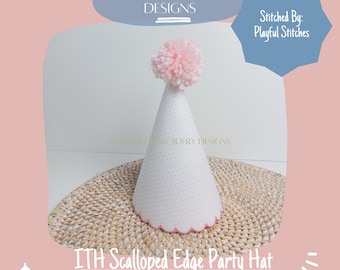 ITH Scalloped Edge Party Hat Machine Embroidery Design (Digital Download)