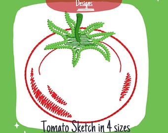 Tomato Sketch Machine Embroidery Design, Fresh Summer Tomato Embroidery Design, Tomato Design