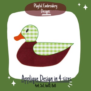 Mallard Duck Applique Machine Embroidery Design, Duck Hunting Applique Design, Bean Stitch Applique Stitch, Quick Stitch