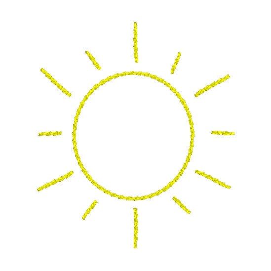 Sun Outline Machine Embroidery Design, Quick Stitch Sun Embroidery ...