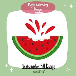 Watermelon Machine Embroidery Design, Fill Stitched Watermelon Embroidery Design, Summer Fruit Embroidery Design, Summer Fill Stitch Design