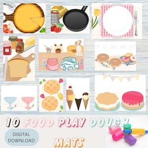 FOOD PLAYDOUGH MATS / Play Dough Mats / Printable Play Dough Mats / Montessori Activity for Kids / Printable Preschool Activity