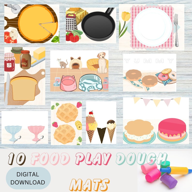 FOOD PLAYDOUGH MATS / Play Dough Mats / Printable Play Dough Mats ...
