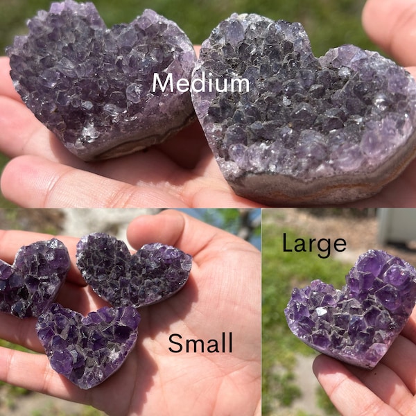 Amethyst Heart - gemmy purple amethyst heart carving / geode shape